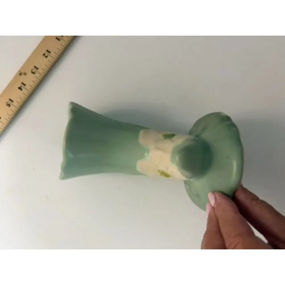 vtg.  Sea Green Weller Dogwood Horn Cornucopia Vase